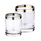 Lantaarn set 2 stuks H 8 cm en 10 cm glas goud zilver