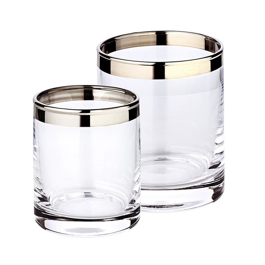 Lantaarn set 2 stuks H 8 cm en 10 cm glas goud zilver