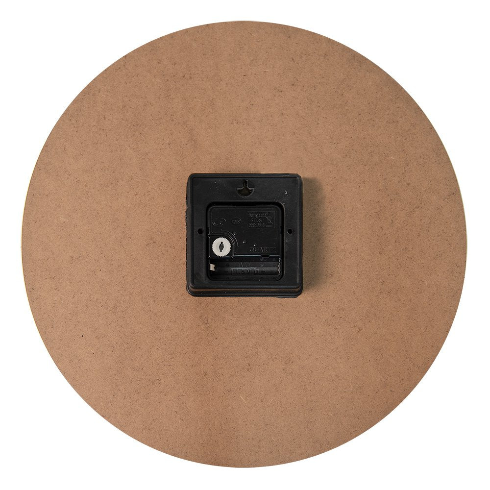 Wandklok 34 cm MDF bruin wit