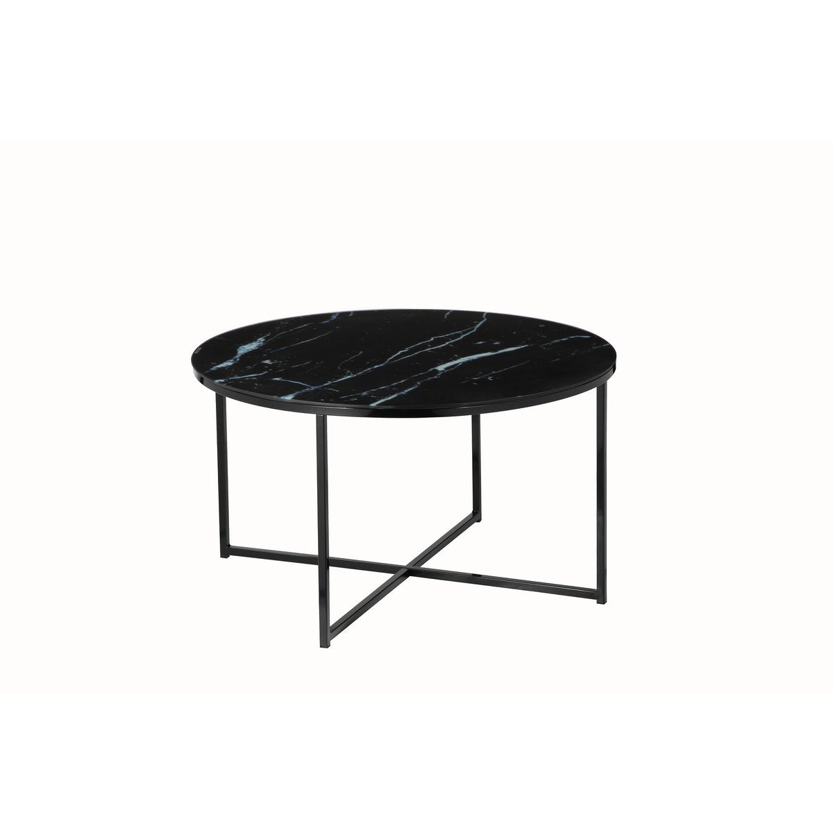 Salontafel rond Ø80x45 cm glas zwart metaal