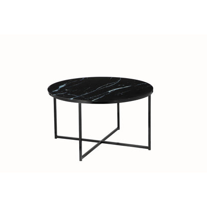 Salontafel rond Ø80x45 cm glas zwart metaal