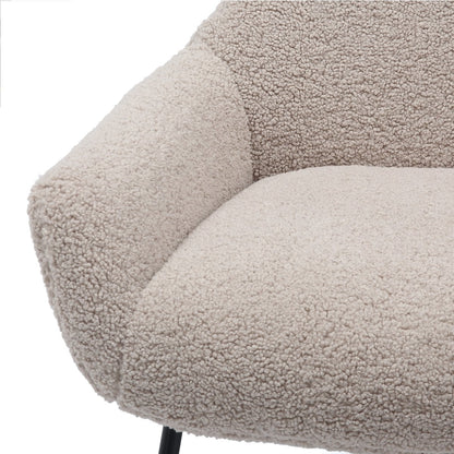 Fauteuil en kruk teddybont taupe