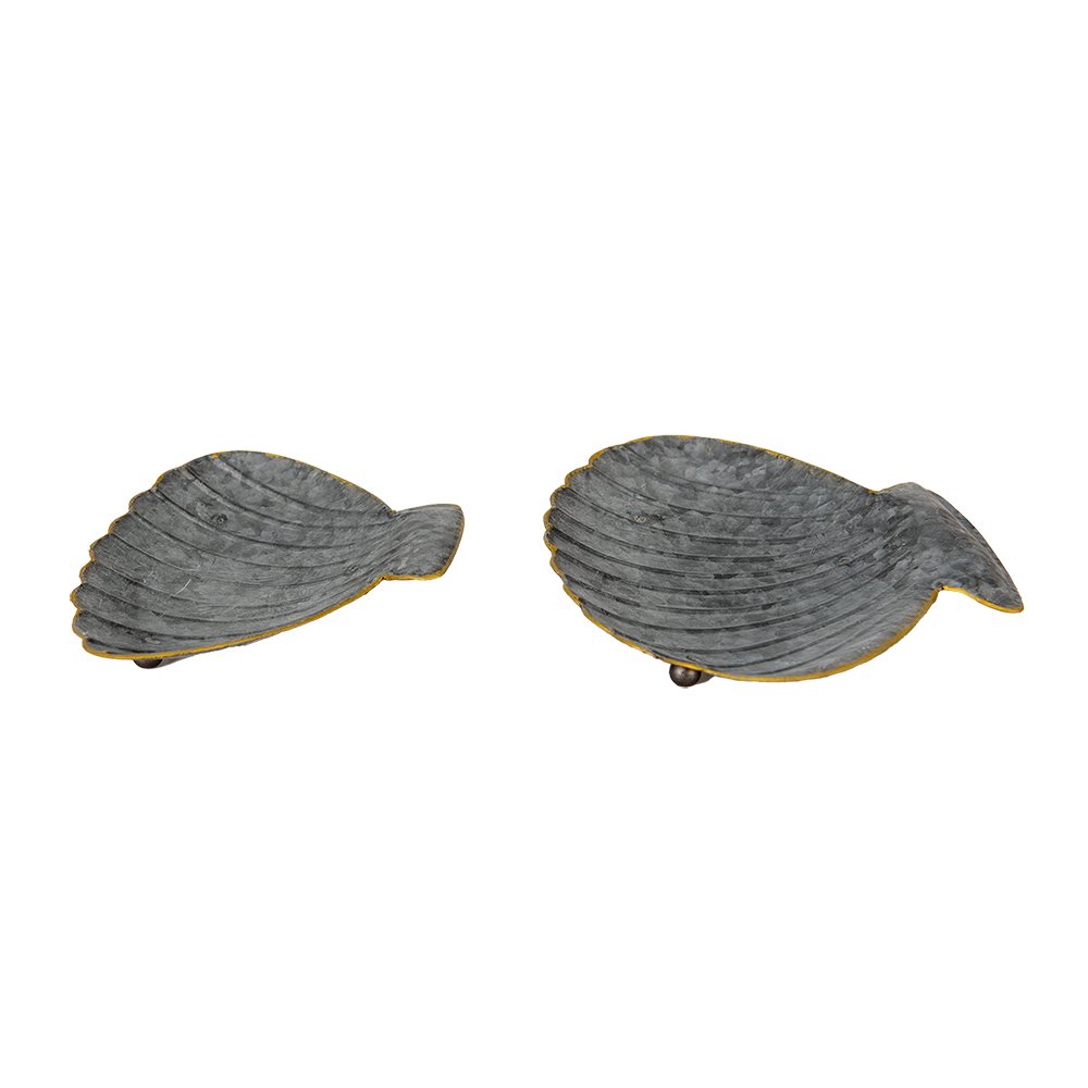 Serveerschalen set van 2 schelp grijs ijzer