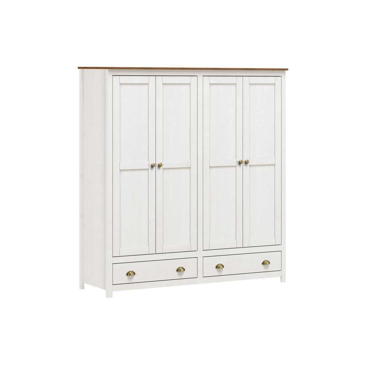 Kledingkast massief dennenhout 185x176x54 cm wit bruin