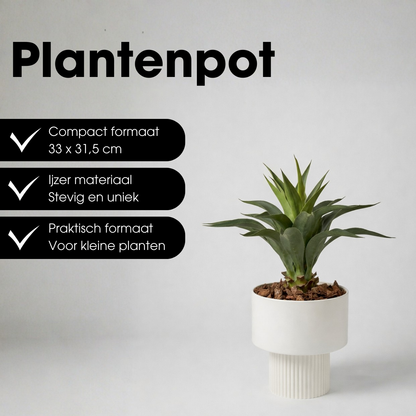 Bloempot 33x31.5 cm off-white ijzer