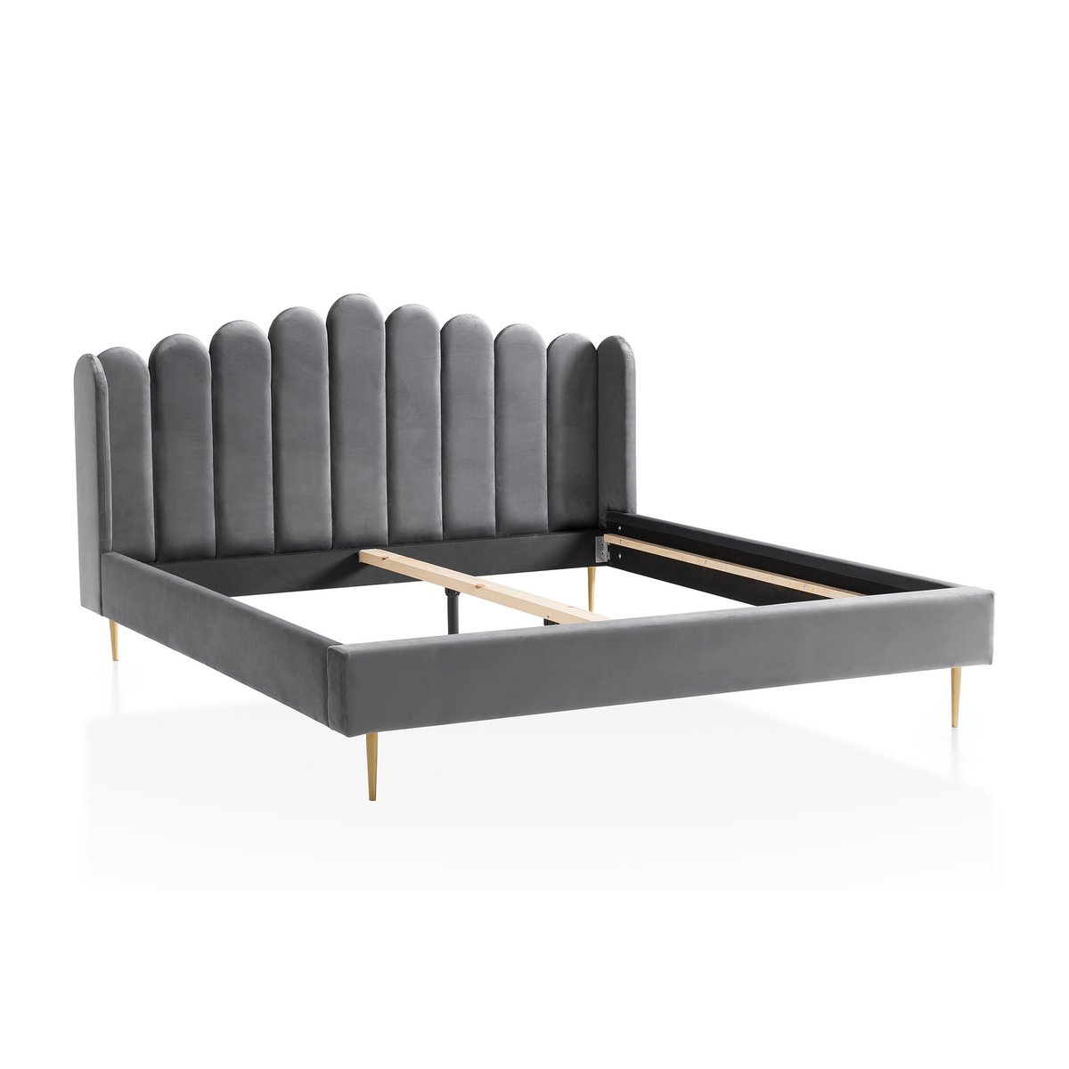 Bed 180x200 cm grijs fluweel
