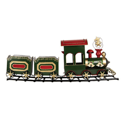 Kerstdecoratie trein 77x15x31 cm groen metaal