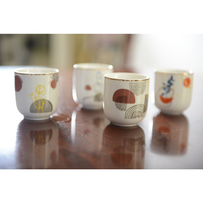 Koffiekopjes 90 ml keramiek goud set van 4