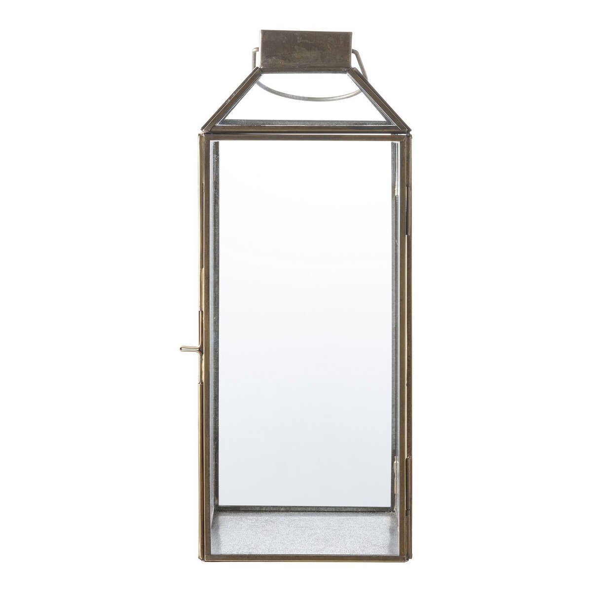Lantaarn 35 cm metaal glas bruin