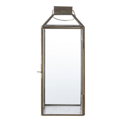 Lantaarn 35 cm metaal glas bruin