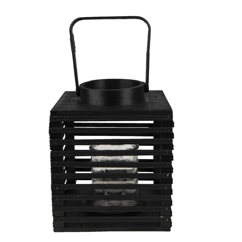 Wind Light 17x17x20 cm Black Bamboo Candle Holder