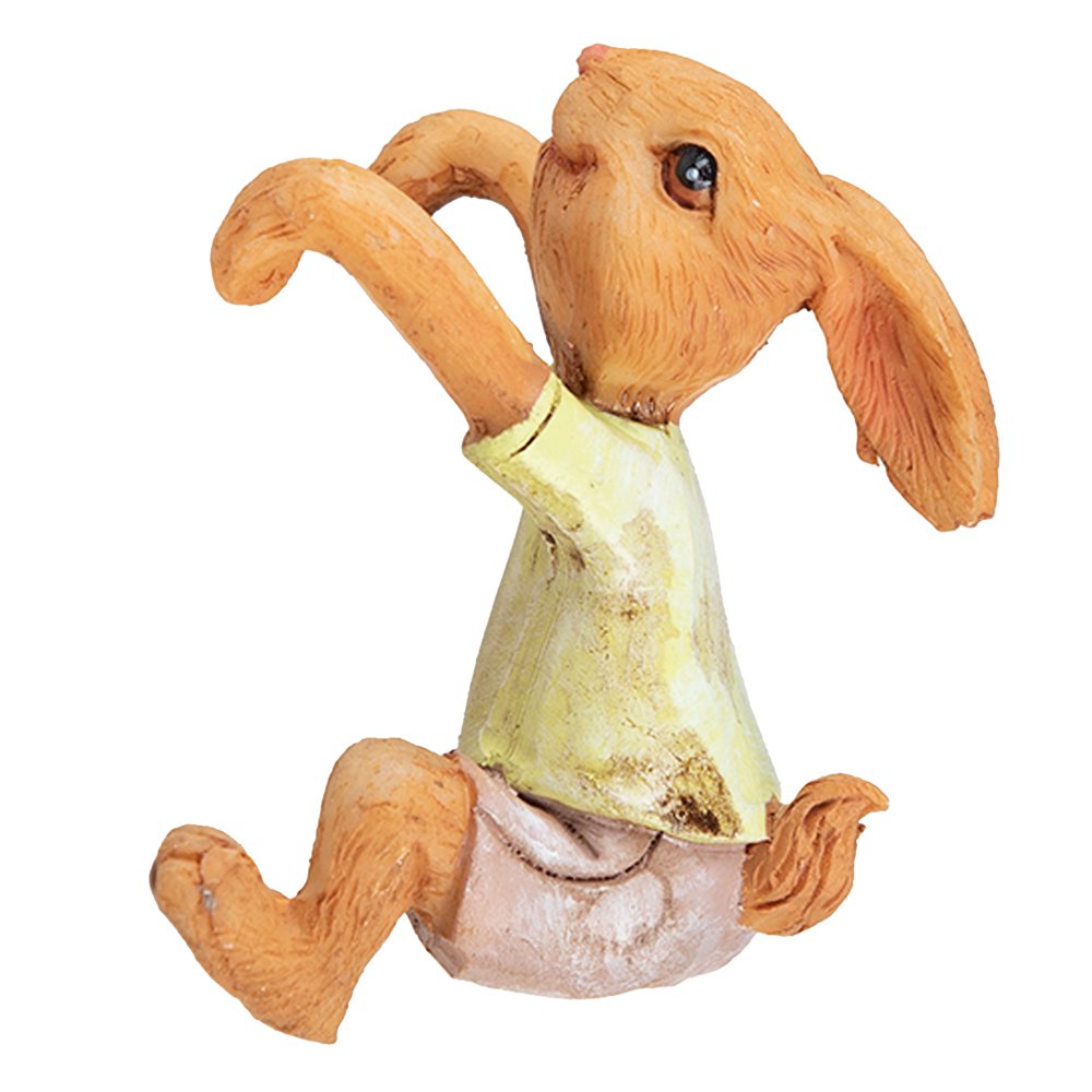 Beeld konijn 5x5x9 cm polyresin bruin geel