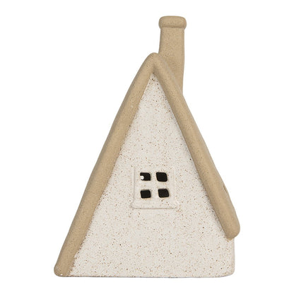 Decoration House with LED 9x7x13 cm Beige Ceramic
