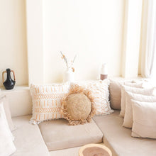 Rond Boho Kussen Met Franjes Doorsnede 40/50cm Raffia Beige