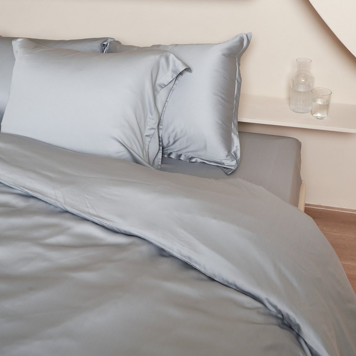 Hoeslaken TENCEL Sateen grijs blauw 30 cm