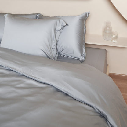 Hoeslaken TENCEL Sateen grijs blauw 30 cm