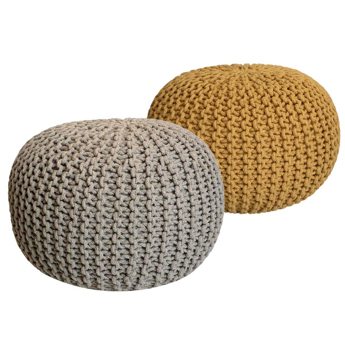 Poef set 2 stuks Ø55x37 cm grofgebreid