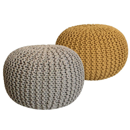 Poef set 2 stuks Ø55x37 cm grofgebreid