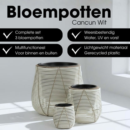 Bloempot buiten Cancun Wit