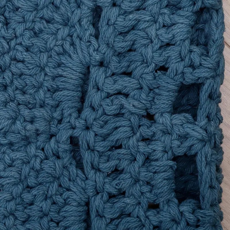 Vloerkleed rond 120 cm katoen blauw gehaakt