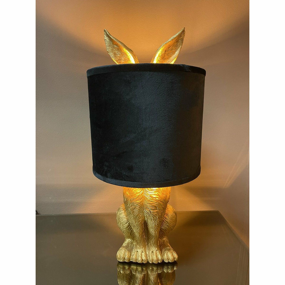 Tafellamp 43 cm staal glas goud beige zwart bruin