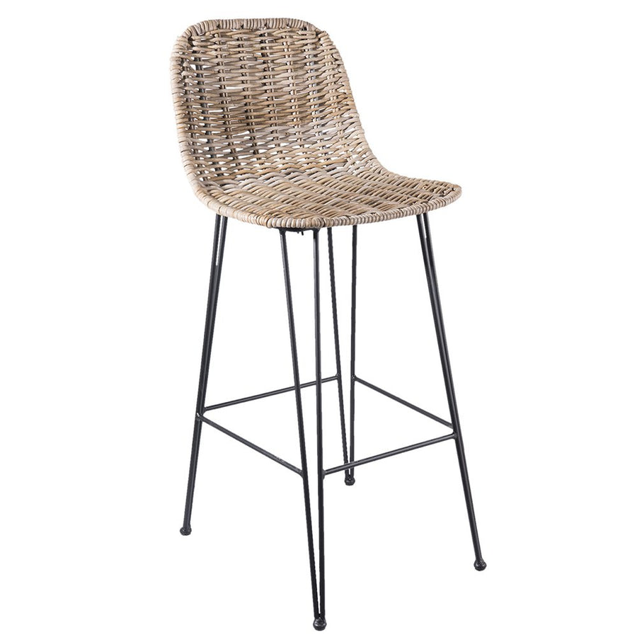 Barkruk 40x40x93 cm bruin rotan metaal