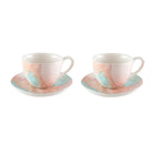 Koffiekopjes met schoteltjes set van 2 porselein multicolor 10 ml