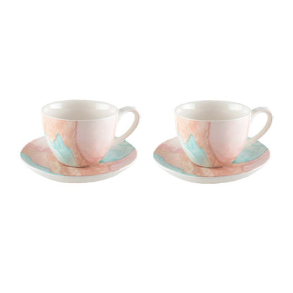 Koffiekopjes met schoteltjes set van 2 porselein multicolor 10 ml