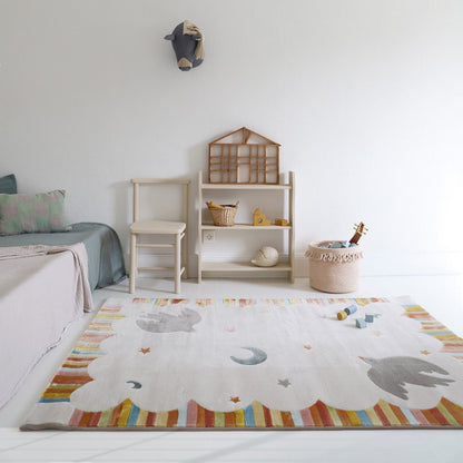 Multicoloured nursery rug dancing birds