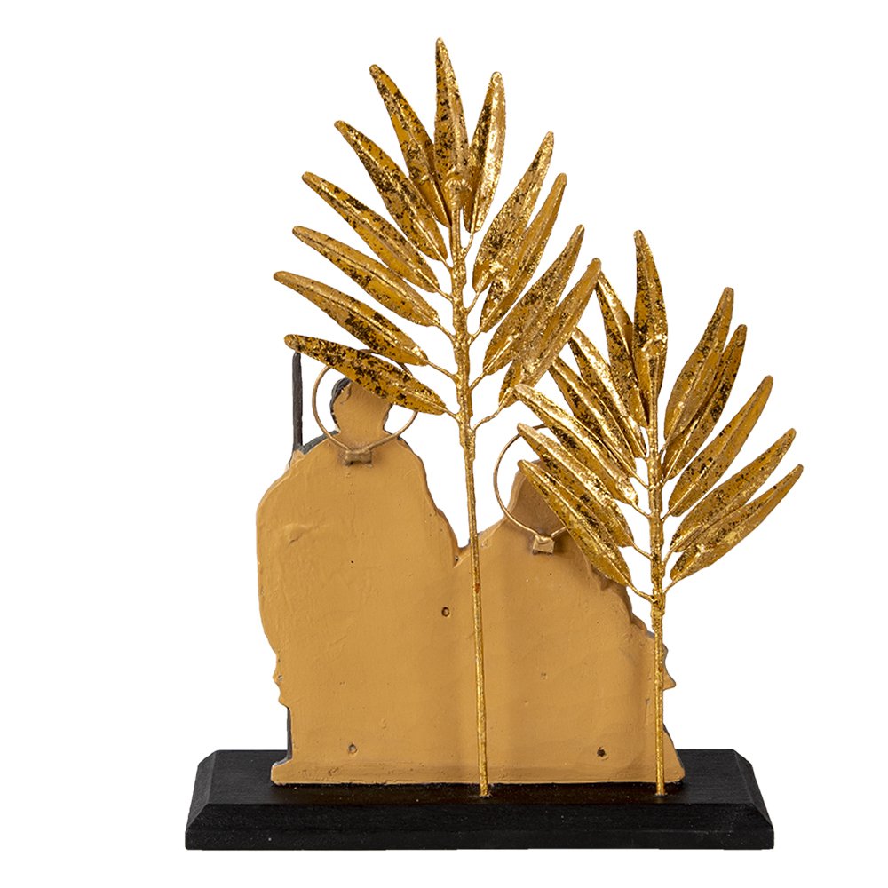Kerststal beeld 19x6x24 cm goudgrijs kunststof ijzer