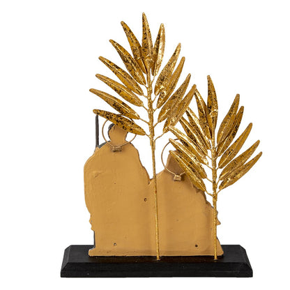 Kerststal beeld 19x6x24 cm goudgrijs kunststof ijzer