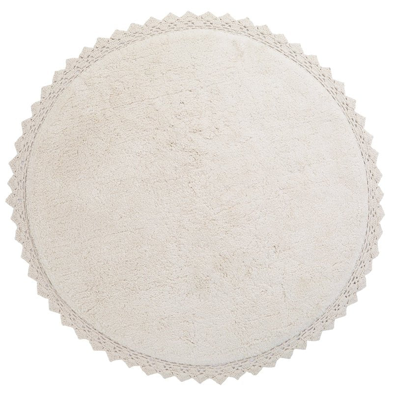 Vloerkleed rond 110 cm katoen ecru