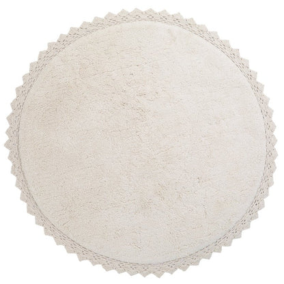 Vloerkleed rond 110 cm katoen ecru