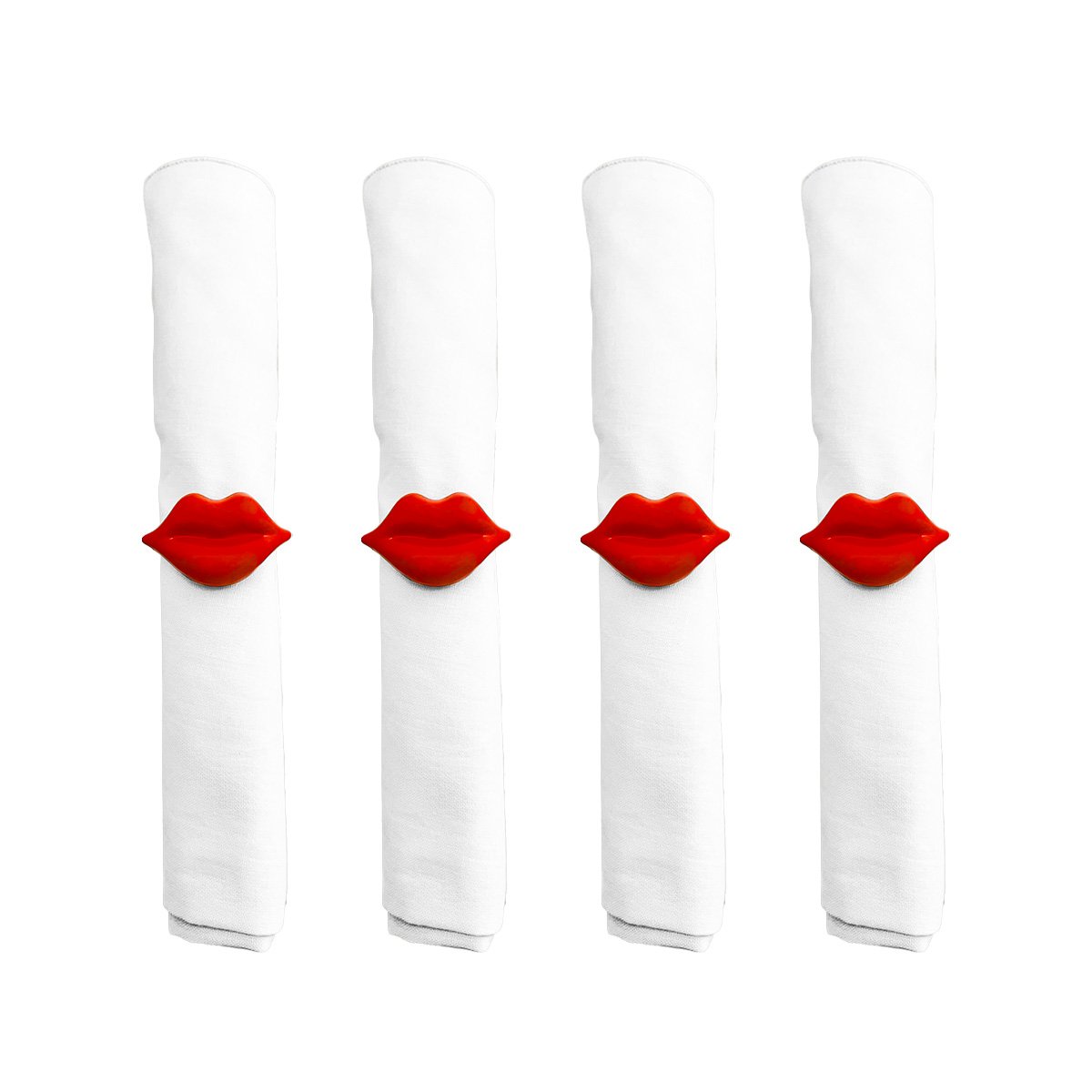 Servetringen metaal rood set van 4