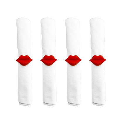 Servetringen metaal rood set van 4