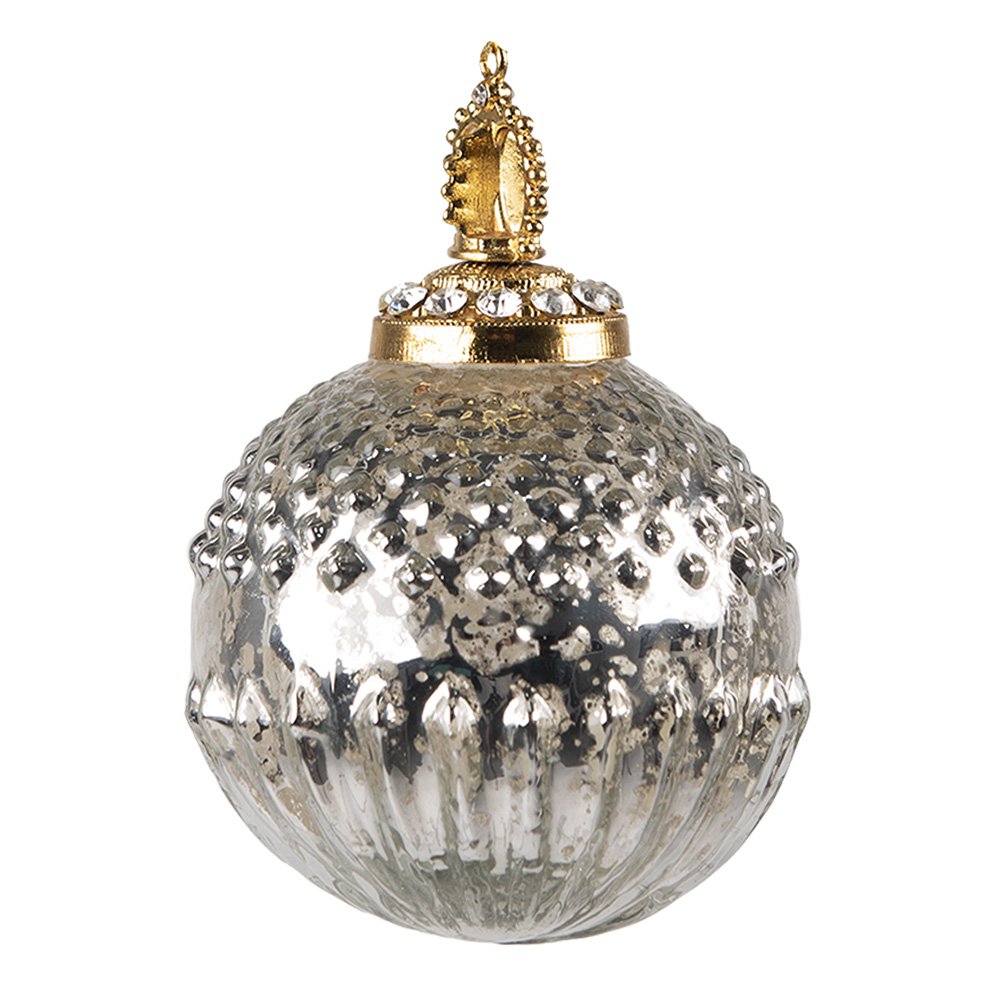 Kerstbal 7 cm glas zilver goudkleurig