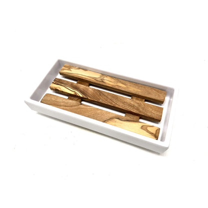 Zeepbakje 15,5x7,5x3 cm melamine olijfhout