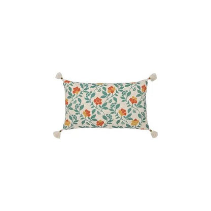 Kussenhoes 35x60 cm beige met kwastjes