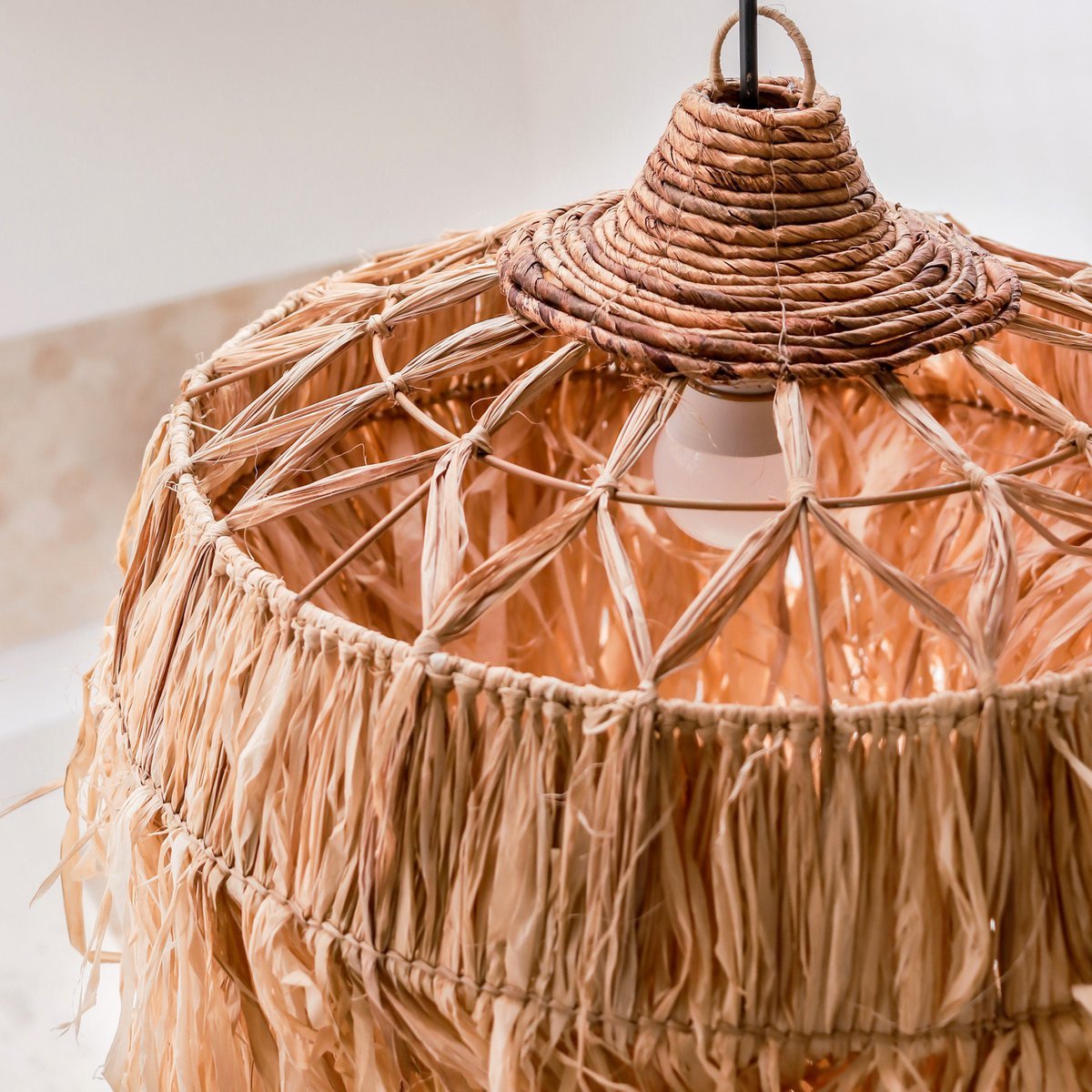 Hanglamp raffia met franjes M 40 cm