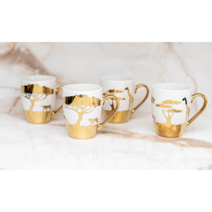 Mokken set van 4 goud 450 ml keramiek
