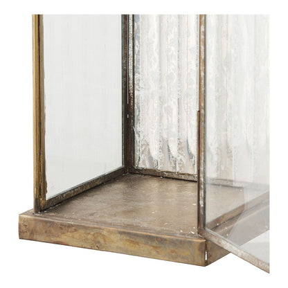 Herslev Lantaarn, glas/metaal, antiek messing look, 12x12x60 cm