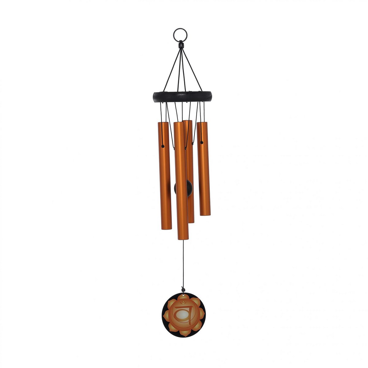 Windgong 60 cm oranje hout aluminium