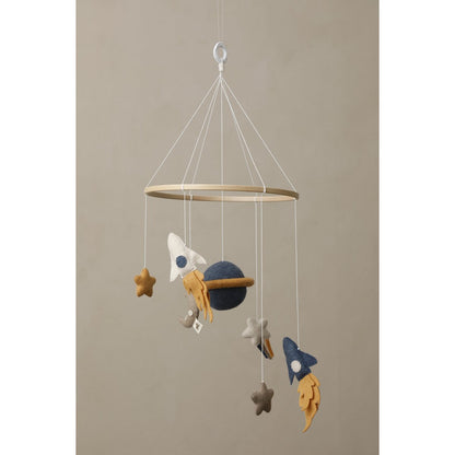 Babymobiel ruimtevaart 21,5 cm beige blauw camel taupe
