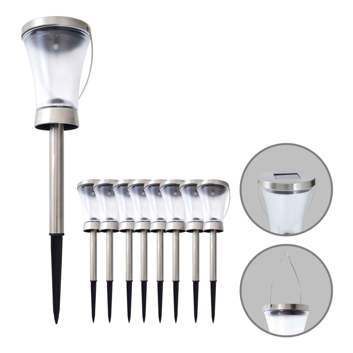 8x Solar LED decoratie metaal plastic stalen blank