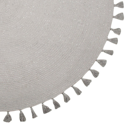 JOSEPHINE silver-grey rug with pompoms
