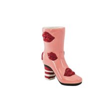 Bloemvaas laars keramiek roze rood 19,5x8,5x23 cm