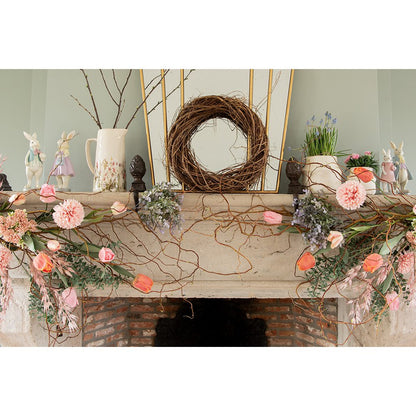 Beeld Konijn 12x10x27 cm Bruin Paars Polyresin Paasdecoratie