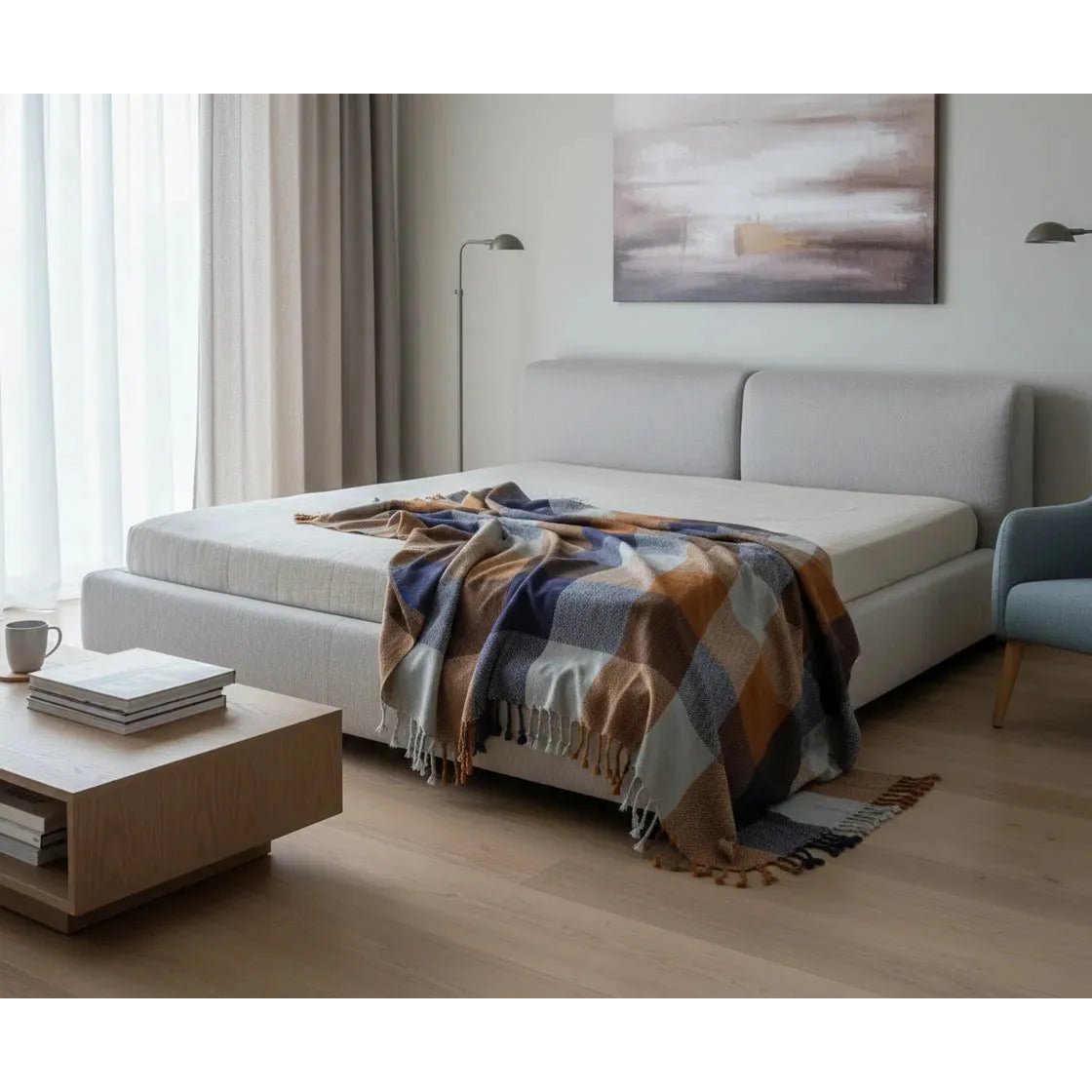 Multicolor Checked Plaid / Sofa Throw – Stylish Throw with Fringes – 130×170 cm – Urbane Hide