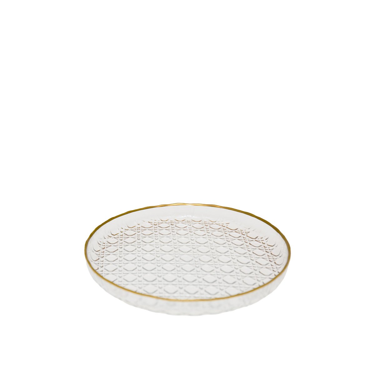 Dessertbord glas 16x16x2 cm transparant goud