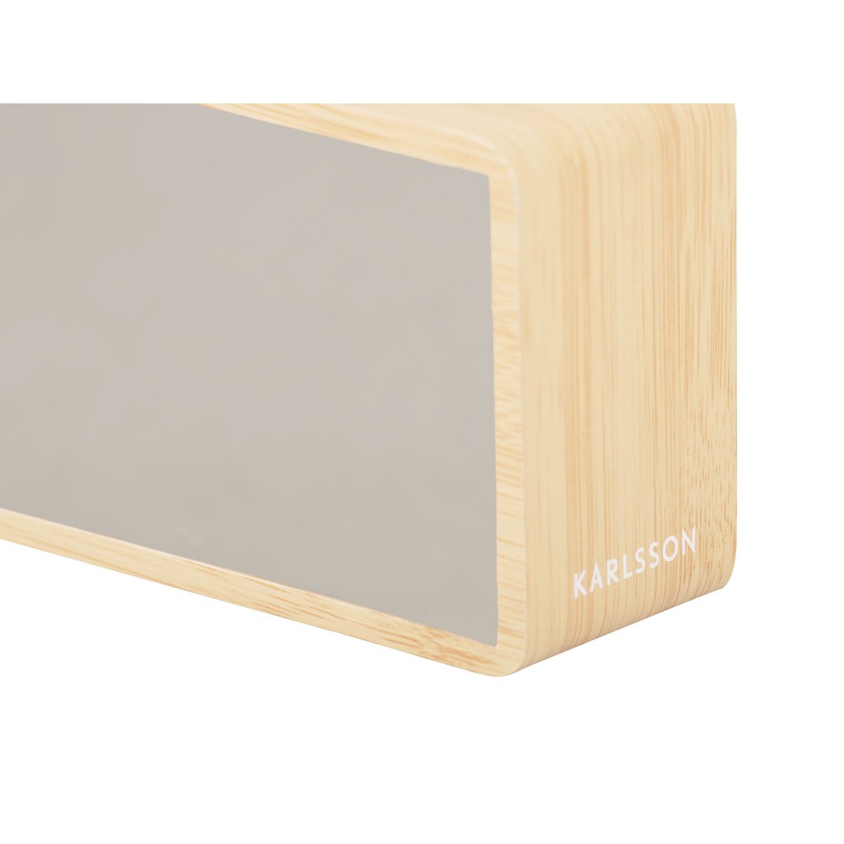 Wekker 15x7 cm spiegel LED hout zilver